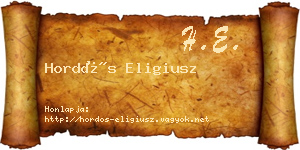 Hordós Eligiusz névjegykártya